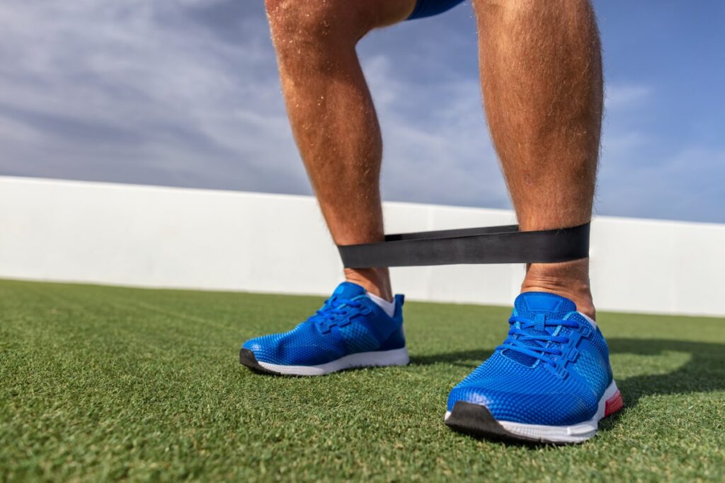 lateral band walk exercise with resistance bands